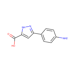 Nc1ccc(-c2cc(C(=O)O)[nH]n2)cc1 ZINC000008419188