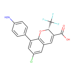 Nc1ccc(-c2cc(Cl)cc3c2O[C@H](C(F)(F)F)C(C(=O)O)=C3)cc1 ZINC000066066261