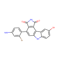 Nc1ccc(-c2cc3[nH]c4ccc(O)cc4c3c3c2C(=O)NC3=O)c(Br)c1 ZINC000034804181