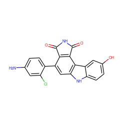 Nc1ccc(-c2cc3[nH]c4ccc(O)cc4c3c3c2C(=O)NC3=O)c(Cl)c1 ZINC000034804204