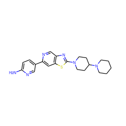 Nc1ccc(-c2cc3sc(N4CCC(N5CCCCC5)CC4)nc3cn2)cn1 ZINC000045290361