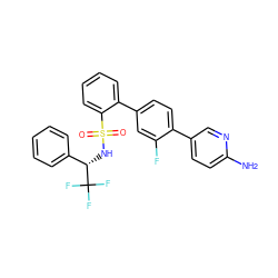 Nc1ccc(-c2ccc(-c3ccccc3S(=O)(=O)N[C@@H](c3ccccc3)C(F)(F)F)cc2F)cn1 ZINC000224796783