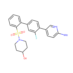 Nc1ccc(-c2ccc(-c3ccccc3S(=O)(=O)N3CCC(O)CC3)cc2F)cn1 ZINC000224772799