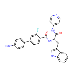 Nc1ccc(-c2ccc(C(=O)N[C@@H](Cc3c[nH]c4ccccc34)C(=O)Nc3ccncc3)c(F)c2)cc1 ZINC000096930109