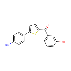 Nc1ccc(-c2ccc(C(=O)c3cccc(O)c3)s2)cc1 ZINC000473151844