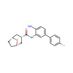 Nc1ccc(-c2ccc(F)cc2)cc1NC(=O)[C@@H]1C[C@@H]2CC[C@H](C1)O2 ZINC000584904845