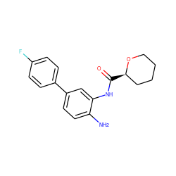 Nc1ccc(-c2ccc(F)cc2)cc1NC(=O)[C@@H]1CCCCO1 ZINC000653825945