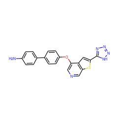 Nc1ccc(-c2ccc(Oc3cncc4sc(-c5nnn[nH]5)cc34)cc2)cc1 ZINC000040949378