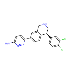 Nc1ccc(-c2ccc3c(c2)CNC[C@H]3c2ccc(Cl)c(Cl)c2)nn1 ZINC000114512940