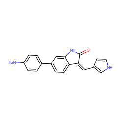 Nc1ccc(-c2ccc3c(c2)NC(=O)/C3=C\c2cc[nH]c2)cc1 ZINC000014956269