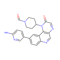 Nc1ccc(-c2ccc3ncc4ncc(=O)n(C5CCN(C=O)CC5)c4c3c2)cn1 ZINC001772579191