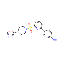 Nc1ccc(-c2cccc(S(=O)(=O)N3CCC(c4cnco4)CC3)n2)cc1 ZINC000201749125