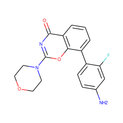 Nc1ccc(-c2cccc3c(=O)nc(N4CCOCC4)oc23)c(F)c1 ZINC000095562181