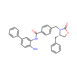 Nc1ccc(-c2ccccc2)cc1NC(=O)c1ccc(CN2C(=O)OC[C@@H]2Cc2ccccc2)cc1 ZINC000141168155