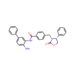 Nc1ccc(-c2ccccc2)cc1NC(=O)c1ccc(CN2C(=O)OC[C@H]2c2ccccc2)cc1 ZINC000142708109