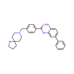 Nc1ccc(-c2ccccc2)cc1NC(=O)c1ccc(CN2CCC3(CCCN3)CC2)cc1 ZINC000040917135