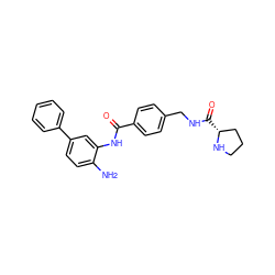 Nc1ccc(-c2ccccc2)cc1NC(=O)c1ccc(CNC(=O)[C@@H]2CCCN2)cc1 ZINC000141516045