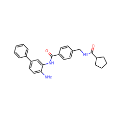 Nc1ccc(-c2ccccc2)cc1NC(=O)c1ccc(CNC(=O)C2CCCC2)cc1 ZINC000142486778