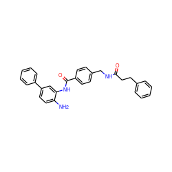 Nc1ccc(-c2ccccc2)cc1NC(=O)c1ccc(CNC(=O)CCc2ccccc2)cc1 ZINC000145874515