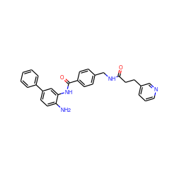 Nc1ccc(-c2ccccc2)cc1NC(=O)c1ccc(CNC(=O)CCc2cccnc2)cc1 ZINC000029038991