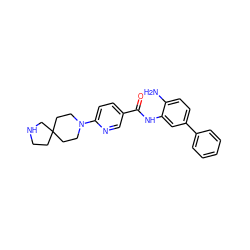 Nc1ccc(-c2ccccc2)cc1NC(=O)c1ccc(N2CCC3(CCNC3)CC2)nc1 ZINC000040892424