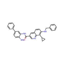 Nc1ccc(-c2ccccc2)cc1NC(=O)c1cnc2c(C3CC3)c(NCc3ccccc3)ccc2c1 ZINC000144576073