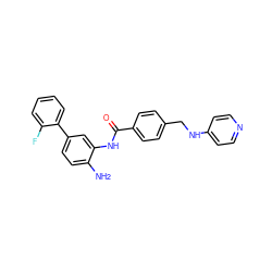 Nc1ccc(-c2ccccc2F)cc1NC(=O)c1ccc(CNc2ccncc2)cc1 ZINC000142206341