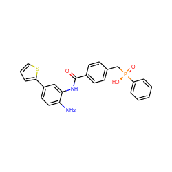 Nc1ccc(-c2cccs2)cc1NC(=O)c1ccc(C[P@@](=O)(O)c2ccccc2)cc1 ZINC000040894672