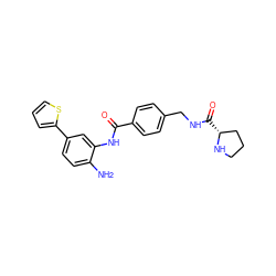 Nc1ccc(-c2cccs2)cc1NC(=O)c1ccc(CNC(=O)[C@@H]2CCCN2)cc1 ZINC000142007437