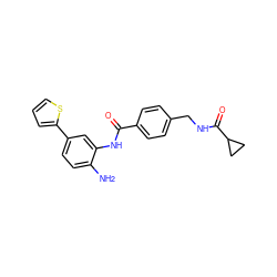 Nc1ccc(-c2cccs2)cc1NC(=O)c1ccc(CNC(=O)C2CC2)cc1 ZINC000141416706