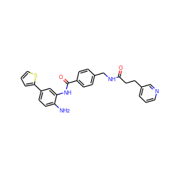 Nc1ccc(-c2cccs2)cc1NC(=O)c1ccc(CNC(=O)CCc2cccnc2)cc1 ZINC000141086950