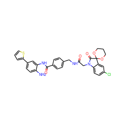 Nc1ccc(-c2cccs2)cc1NC(=O)c1ccc(CNC(=O)CN2C(=O)C3(OCCCO3)c3cc(Cl)ccc32)cc1 ZINC001772633355