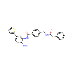 Nc1ccc(-c2cccs2)cc1NC(=O)c1ccc(CNC(=O)Cc2ccccc2)cc1 ZINC000141053922