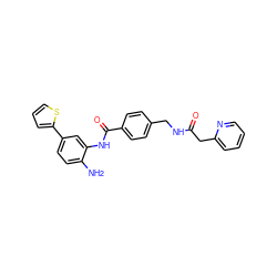 Nc1ccc(-c2cccs2)cc1NC(=O)c1ccc(CNC(=O)Cc2ccccn2)cc1 ZINC000141070130