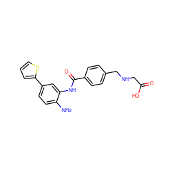 Nc1ccc(-c2cccs2)cc1NC(=O)c1ccc(CNCC(=O)O)cc1 ZINC000141888595