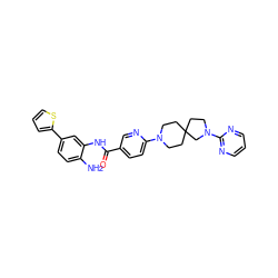 Nc1ccc(-c2cccs2)cc1NC(=O)c1ccc(N2CCC3(CC2)CCN(c2ncccn2)C3)nc1 ZINC000040395082