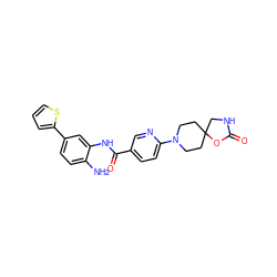 Nc1ccc(-c2cccs2)cc1NC(=O)c1ccc(N2CCC3(CC2)CNC(=O)O3)nc1 ZINC000116739840