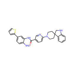 Nc1ccc(-c2cccs2)cc1NC(=O)c1ccc(N2CCC3(CC2)CNc2ccccc23)nc1 ZINC000040896680