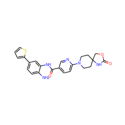 Nc1ccc(-c2cccs2)cc1NC(=O)c1ccc(N2CCC3(CC2)COC(=O)N3)nc1 ZINC000043202139