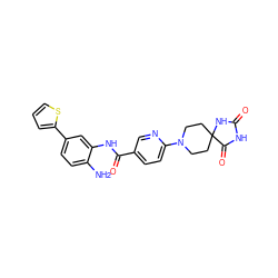 Nc1ccc(-c2cccs2)cc1NC(=O)c1ccc(N2CCC3(CC2)NC(=O)NC3=O)nc1 ZINC000040401169