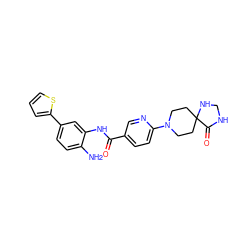 Nc1ccc(-c2cccs2)cc1NC(=O)c1ccc(N2CCC3(CC2)NCNC3=O)nc1 ZINC000040892866