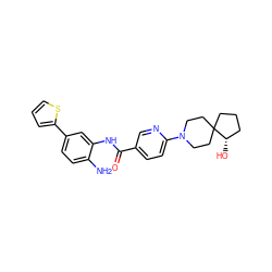 Nc1ccc(-c2cccs2)cc1NC(=O)c1ccc(N2CCC3(CCC[C@@H]3O)CC2)nc1 ZINC000040896683