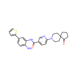 Nc1ccc(-c2cccs2)cc1NC(=O)c1ccc(N2CCC3(CCCC3=O)CC2)nc1 ZINC000040408421