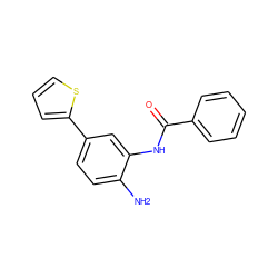 Nc1ccc(-c2cccs2)cc1NC(=O)c1ccccc1 ZINC000029126955