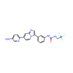 Nc1ccc(-c2ccn3c(-c4cccc(NC(=O)NCC(F)(F)F)c4)cnc3c2)nc1 ZINC000146937429