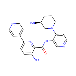 Nc1ccc(-c2ccncc2)nc1C(=O)Nc1cnccc1N1CCC[C@H](N)C1 ZINC000103236841