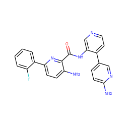 Nc1ccc(-c2ccncc2NC(=O)c2nc(-c3ccccc3F)ccc2N)cn1 ZINC000147325576