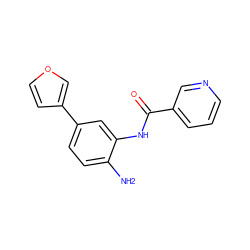 Nc1ccc(-c2ccoc2)cc1NC(=O)c1cccnc1 ZINC000029127434