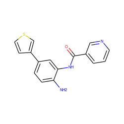 Nc1ccc(-c2ccsc2)cc1NC(=O)c1cccnc1 ZINC000029127439