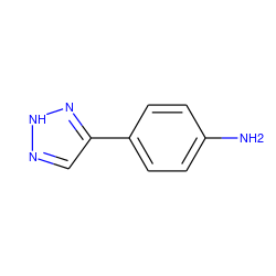 Nc1ccc(-c2cn[nH]n2)cc1 ZINC000009460595